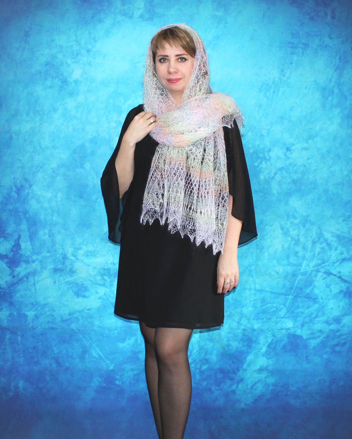 Gestrickter Ziegenflaum Schal Orenburger Schal Shawl Scarf Strick Stola Handmade