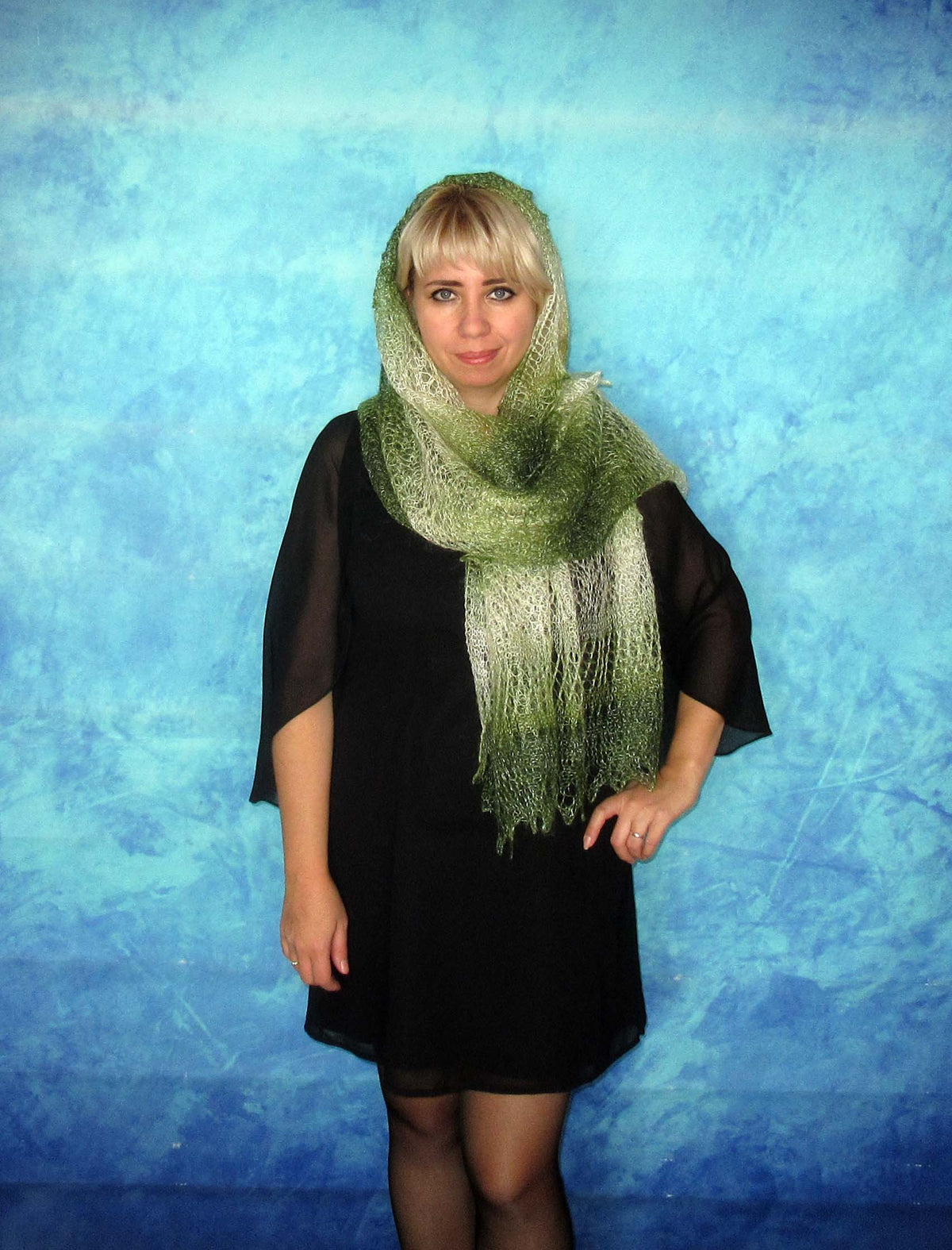 Gestrickter Ziegenflaum Schal Orenburger Schal Shawl Scarf Strick Stola Handmade