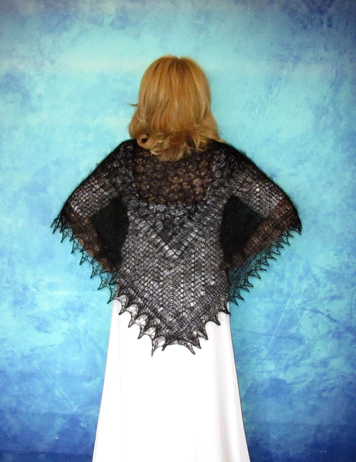 Gestrickter Ziegenflaum Schal Orenburger Schal Shawl Scarf Strick Stola Handmade