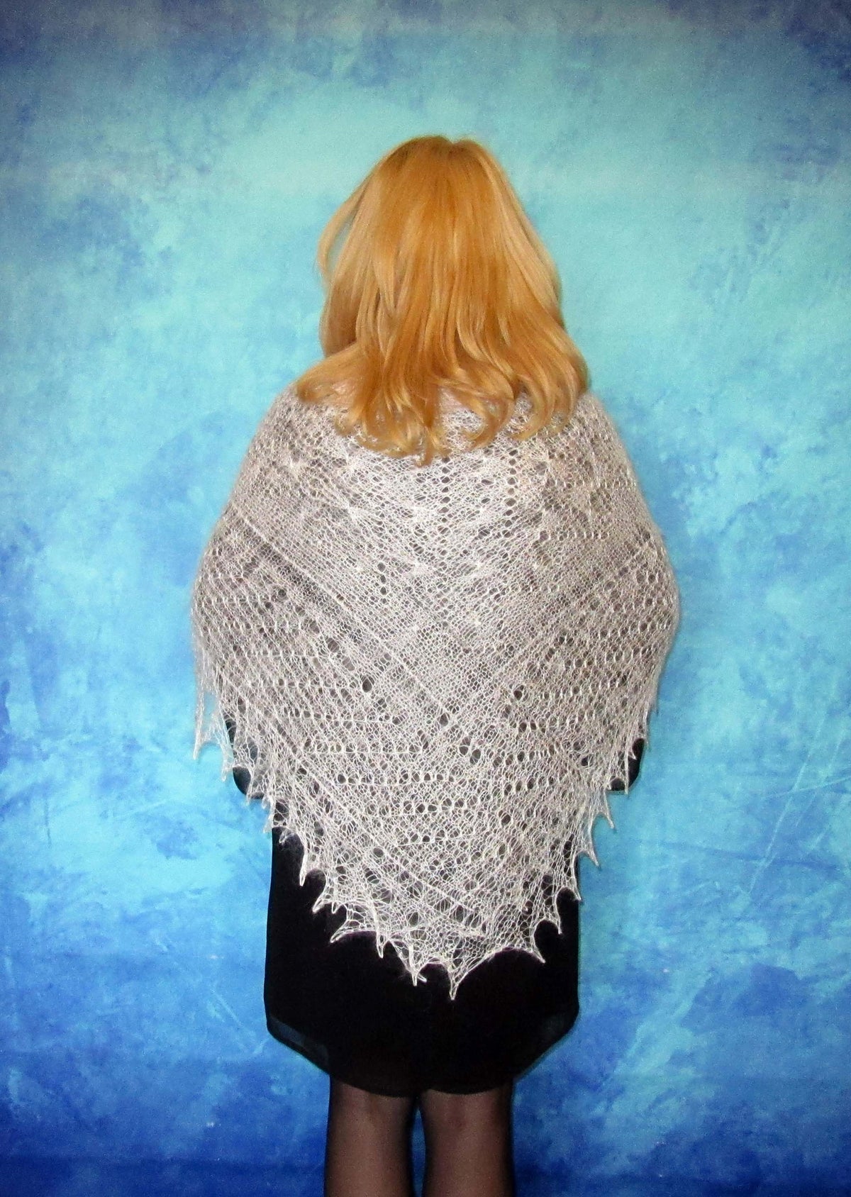 Gestrickter Ziegenflaum Schal Orenburger Schal Shawl Scarf Strick Stola Handmade