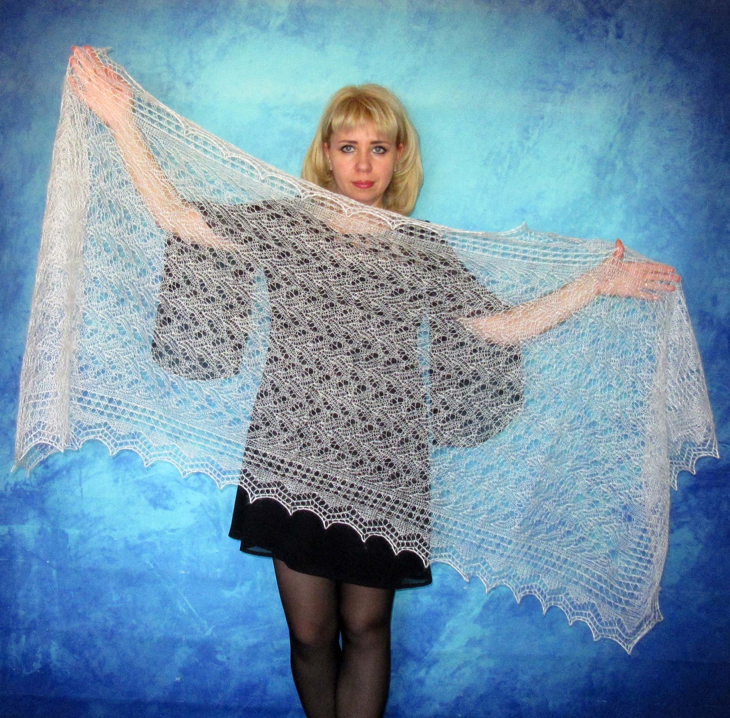 Gestrickter Ziegenflaum Schal Orenburger Schal Shawl Scarf Strick Stola Handmade