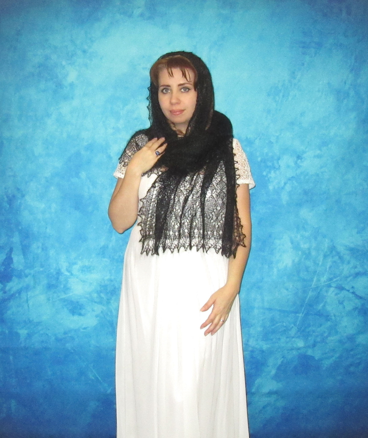 Gestrickter Ziegenflaum Schal Orenburger Schal Shawl Scarf Strick Stola Handmade