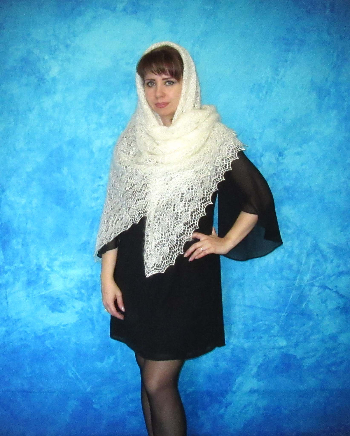 Gestrickter Ziegenflaum Schal Orenburger Schal Shawl Scarf Strick Stola Handmade