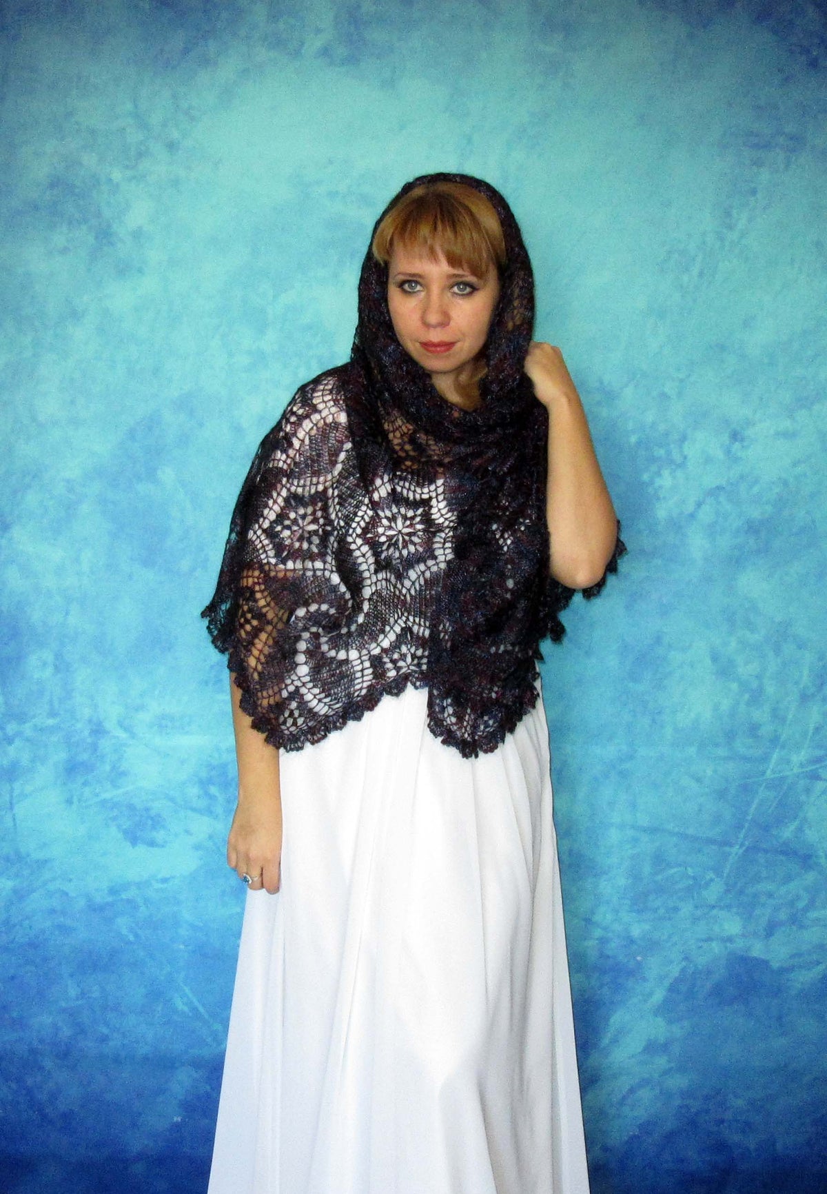 Orenburger Schal Gestrickter Ziegenflaum Schal Umhängetuch Pelerina Shawl Scharf