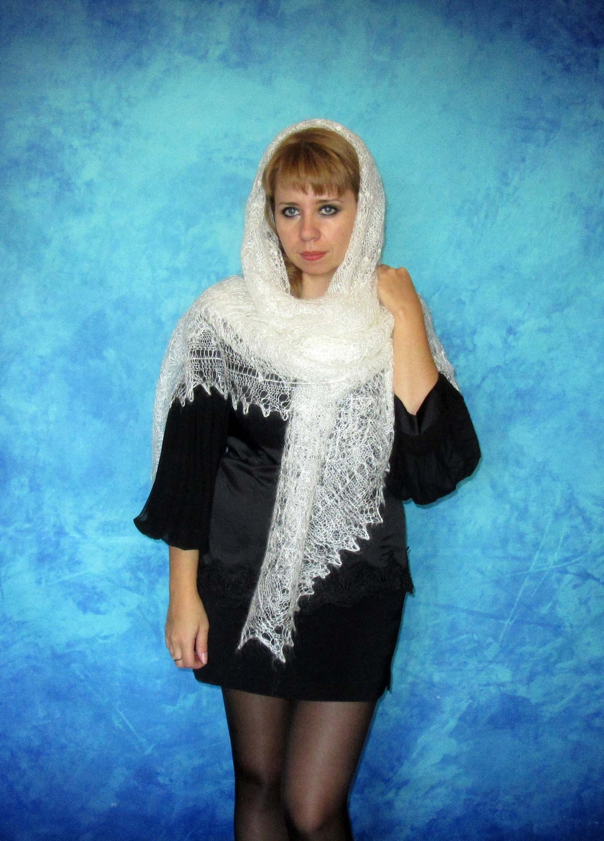 Gestrickter Ziegenflaum Schal Orenburger Schal Shawl Scarf Strick Stola Handmade