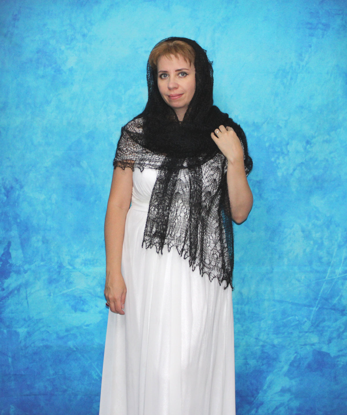 Orenburger Schal Gestrickter Ziegenflaum Schal Shawl Scarf Strick Stola Handmade - Braun