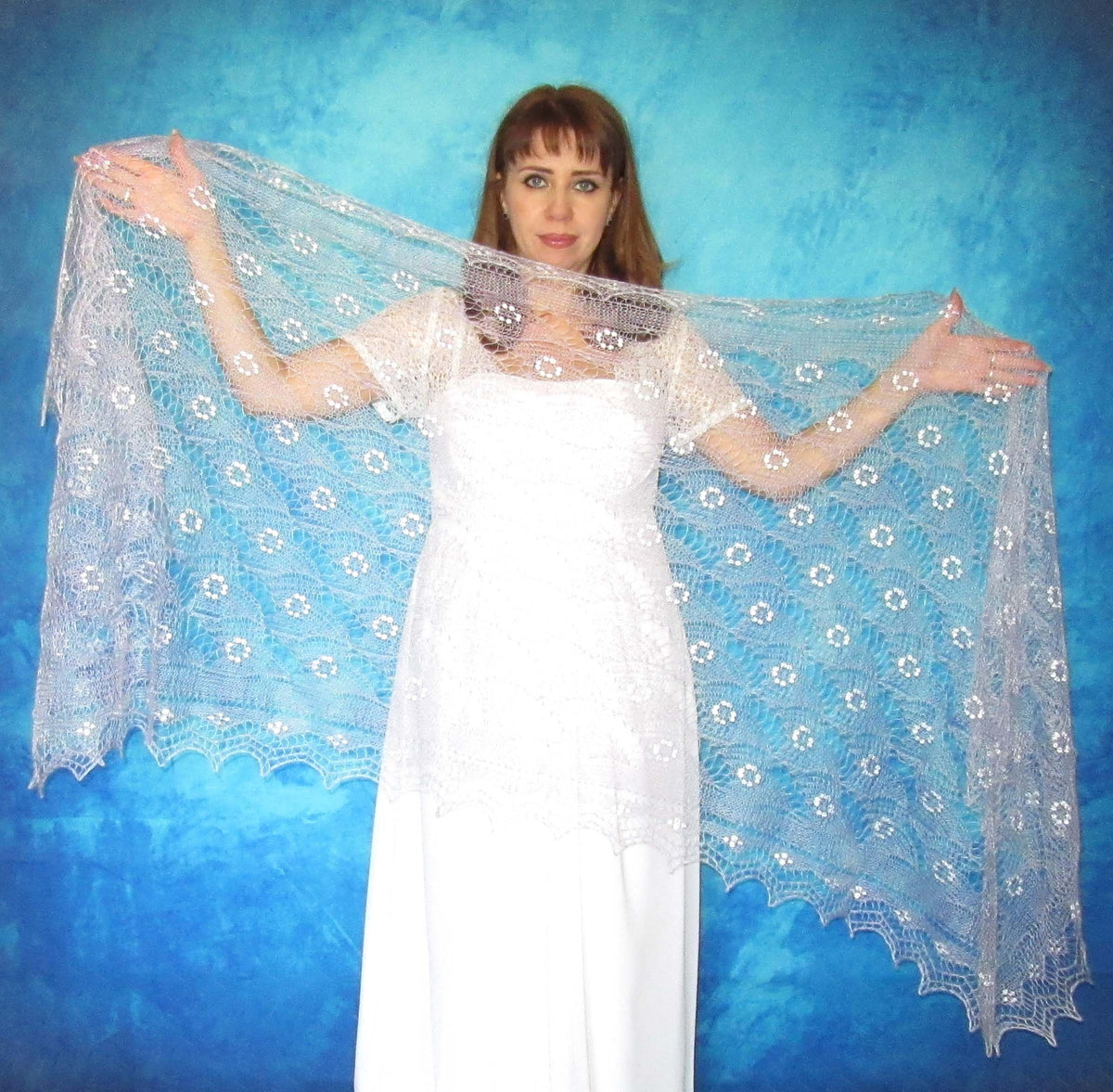 Gestrickter Ziegenflaum Schal Orenburger Schal Shawl Scarf Strick Stola Handmade