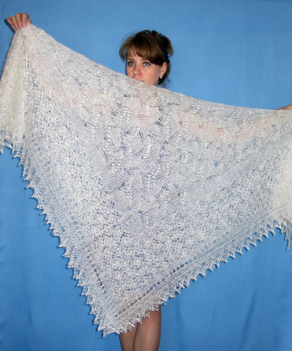 Gestrickter Ziegenflaum Schal Orenburger Schal Shawl Scarf Strick Stola Handmade