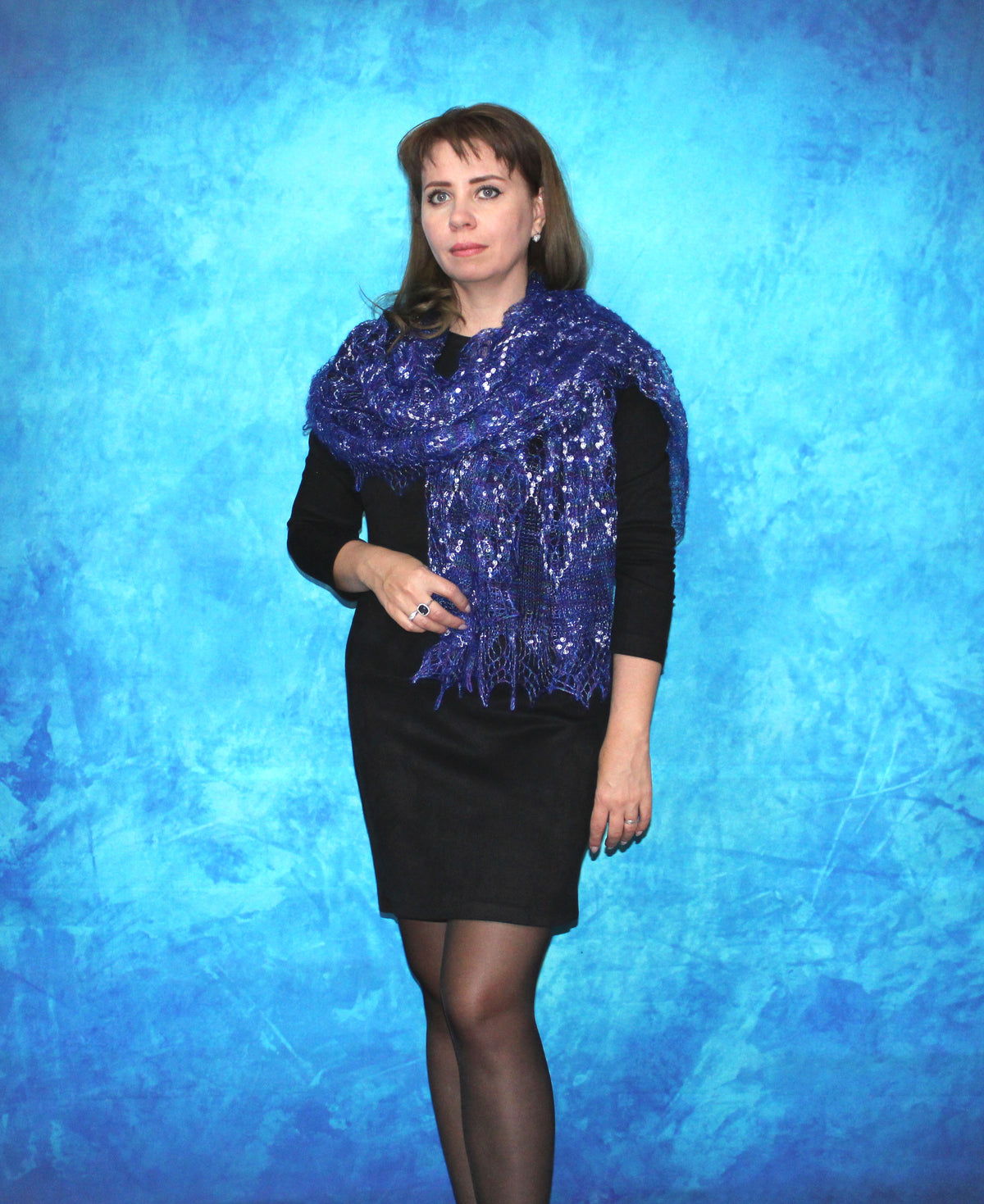 Gestrickter Ziegenflaum Schal Orenburger Schal Shawl Scarf mit Stikerei Handmade