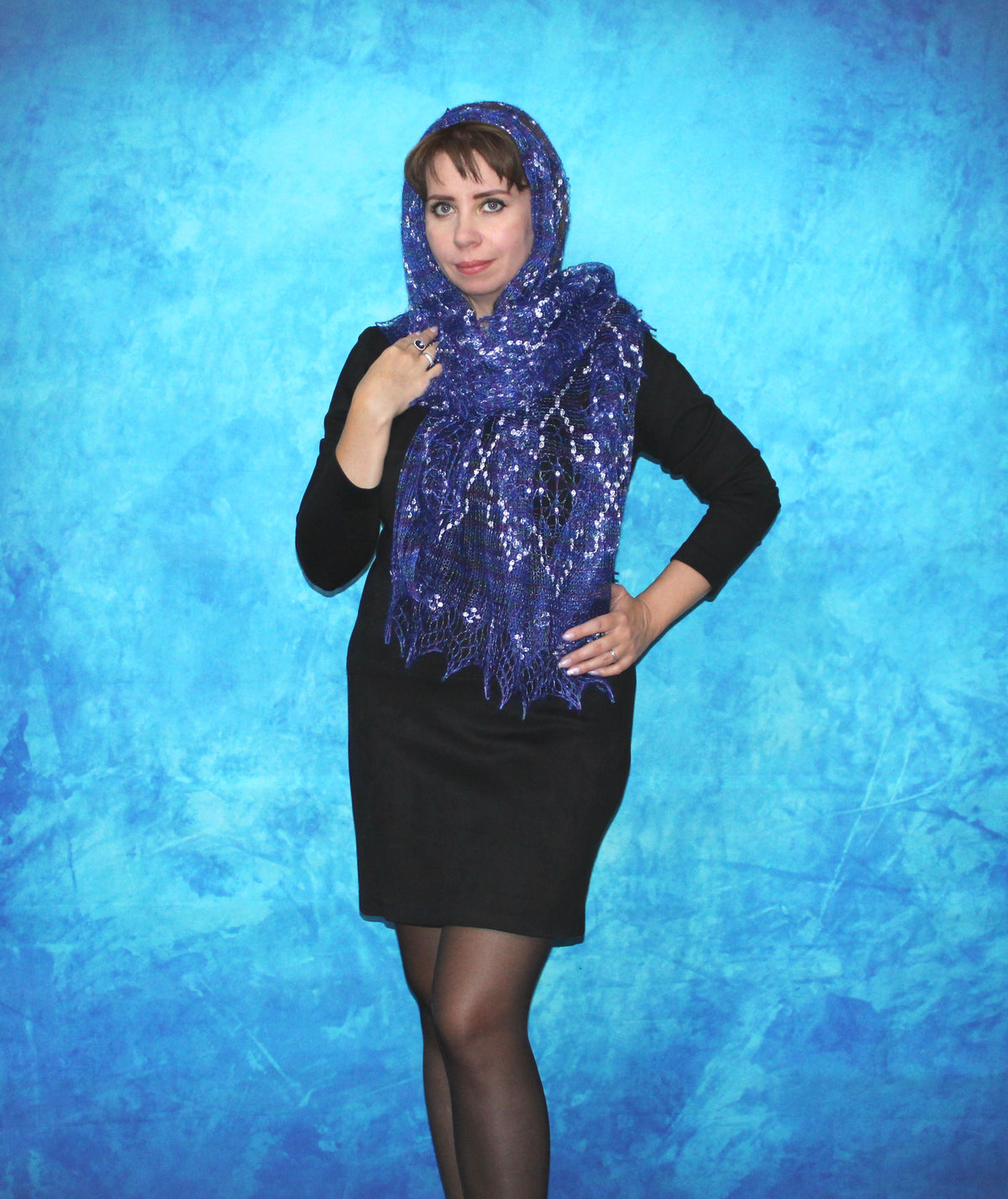 Gestrickter Ziegenflaum Schal Orenburger Schal Shawl Scarf mit Stikerei Handmade
