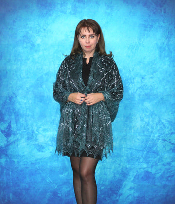 Gestrickter Ziegenflaum Schal Orenburger Schal Shawl Scarf mit Stikerei Handmade