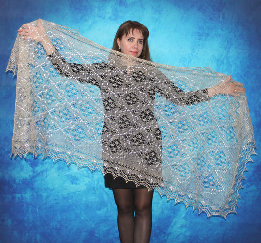 Gestrickter Ziegenflaum Schal Orenburger Schal Shawl Scarf mit Stikerei Handmade