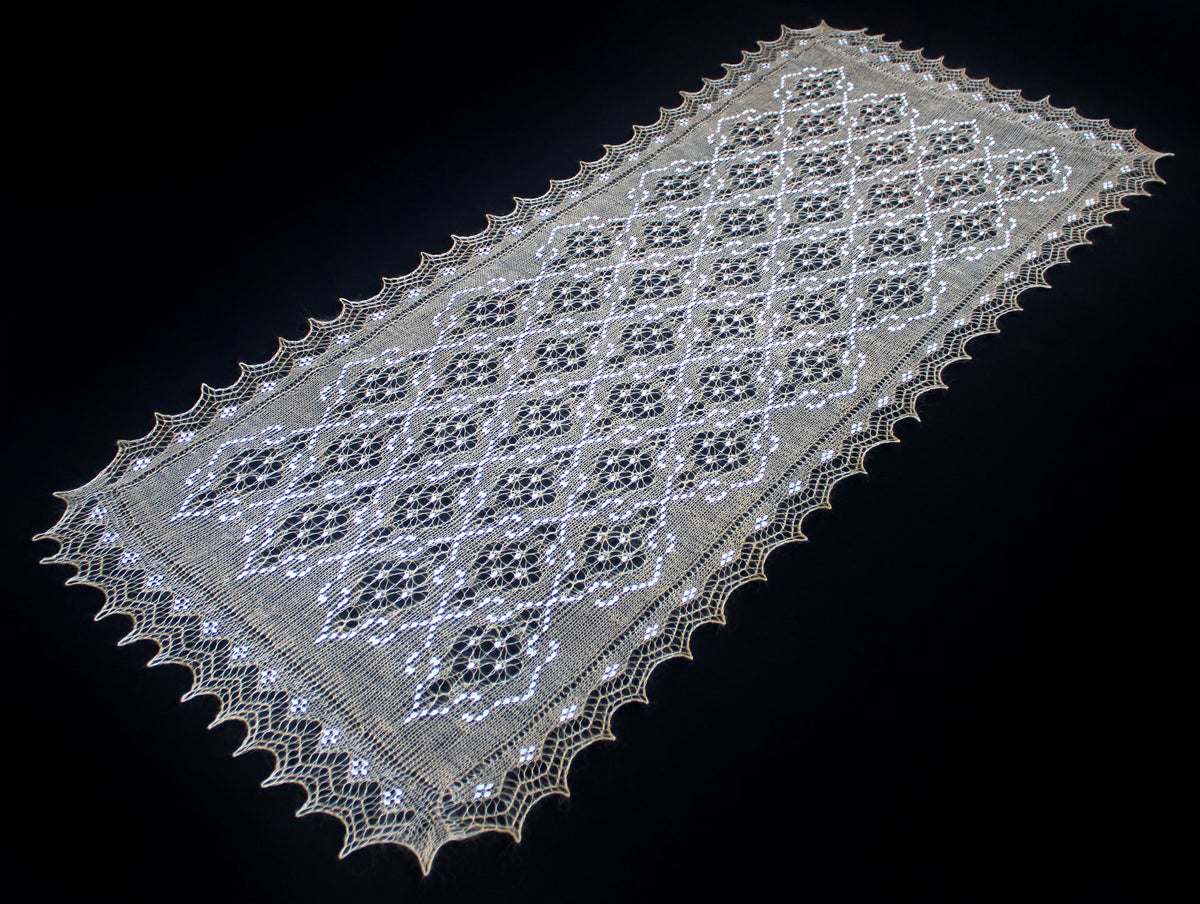 Gestrickter Ziegenflaum Schal Orenburger Schal Shawl Scarf mit Stikerei Handmade