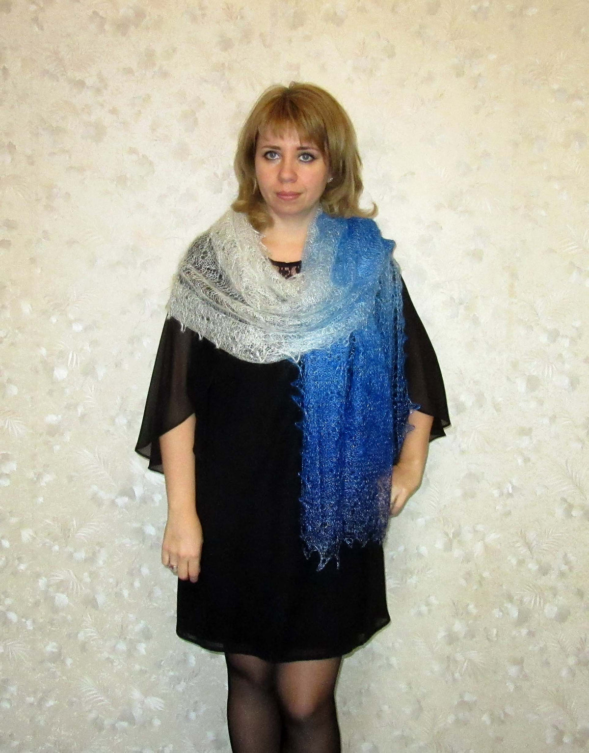 Gestrickter Ziegenflaum Schal Orenburger Schal Shawl Scarf Strick Stola Handmade