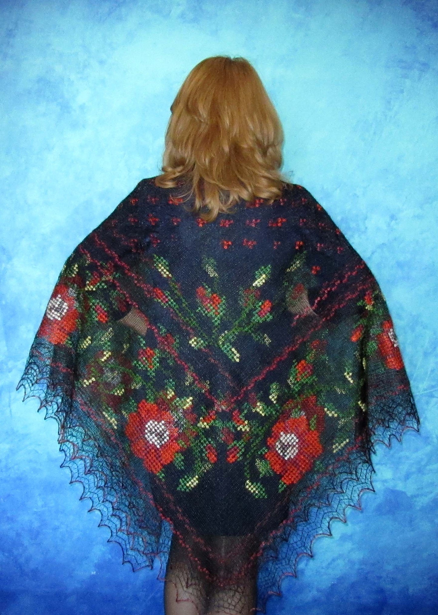 Gestrickter Ziegenflaum Schal Orenburger Schal Pelerina Strick Stola Handmade
