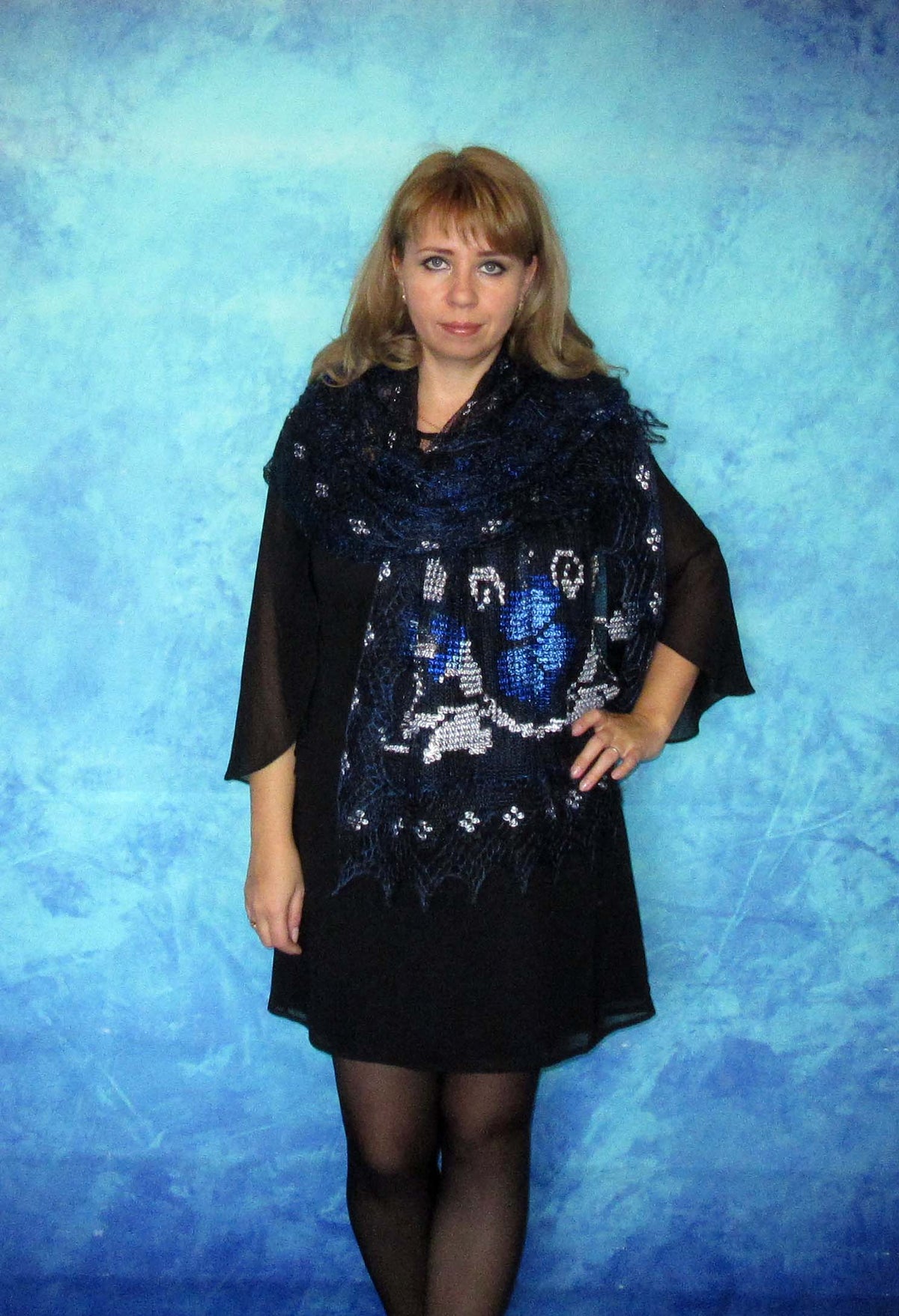 Gestrickter Ziegenflaum Schal Orenburger Schal Shawl Scarf Strick Stola Handmade