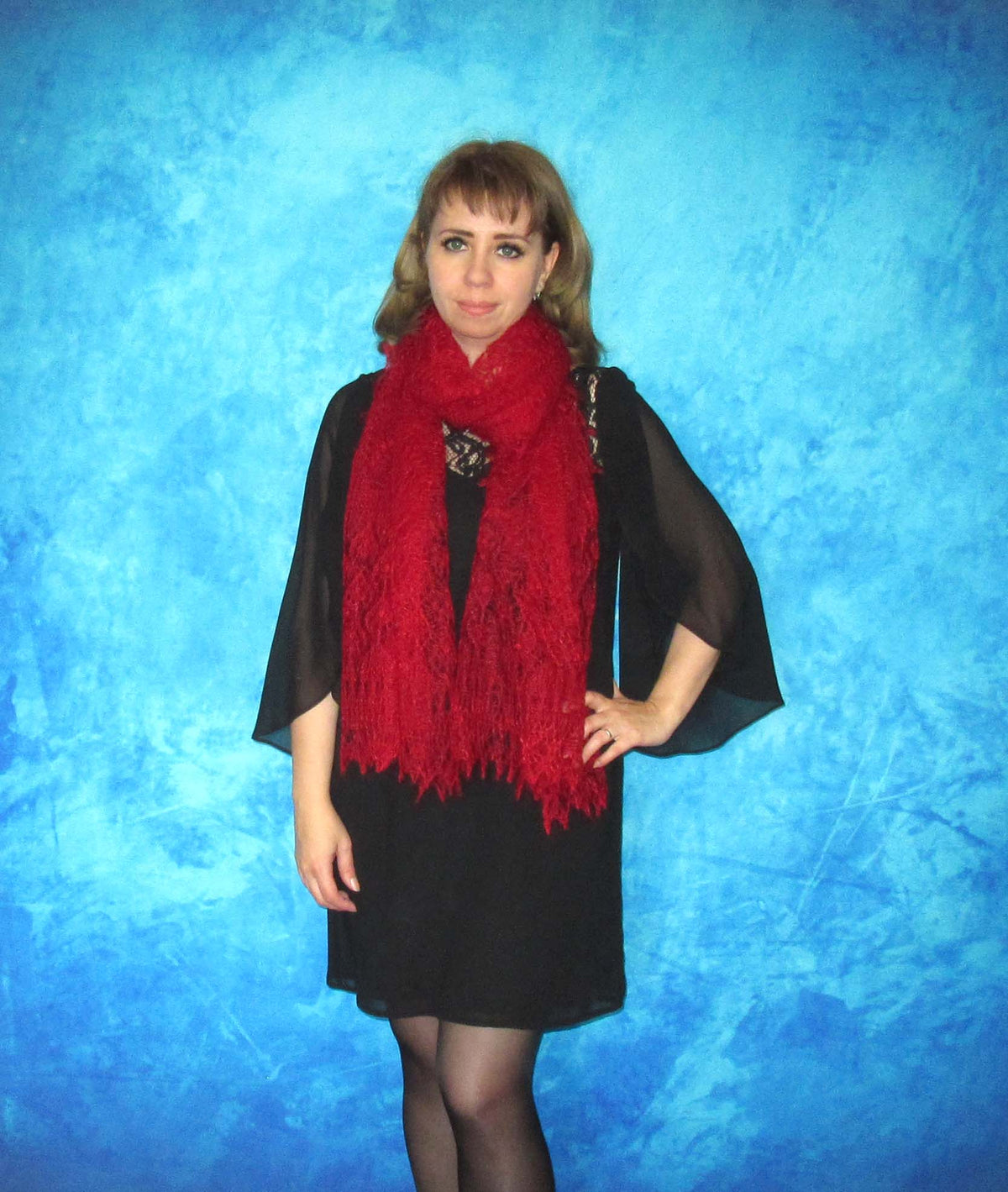 Gestrickter Ziegenflaum Schal Orenburger Schal Shawl Scarf mit Stikerei Handmade
