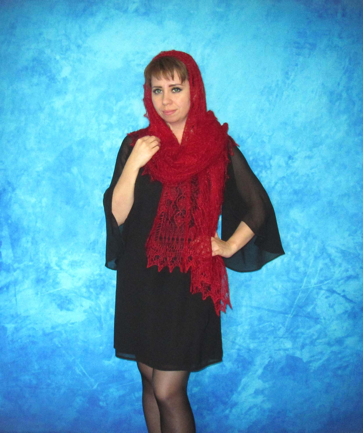 Gestrickter Ziegenflaum Schal Orenburger Schal Shawl Scarf mit Stikerei Handmade