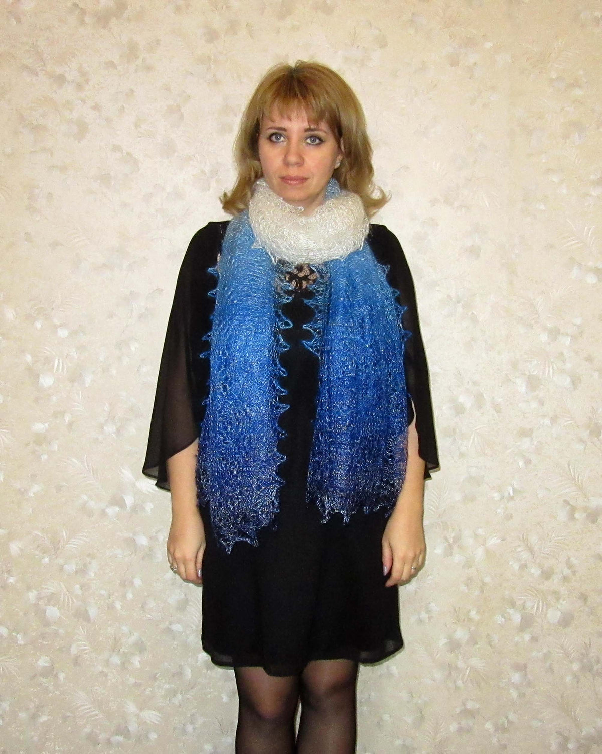 Gestrickter Ziegenflaum Schal Orenburger Schal Shawl Scarf Strick Stola Handmade