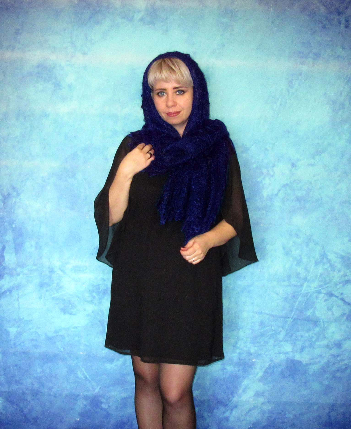 Gestrickter Ziegenflaum Schal Orenburger Schal Shawl Scarf mit Stikerei Handmade