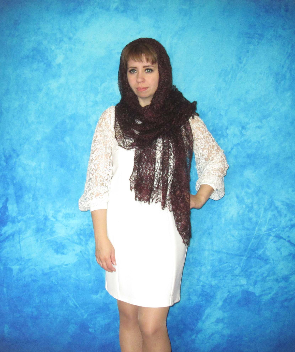 Orenburger Schal Gestrickter Ziegenflaum Schal Shawl Scarf Strick Stola Handmade
