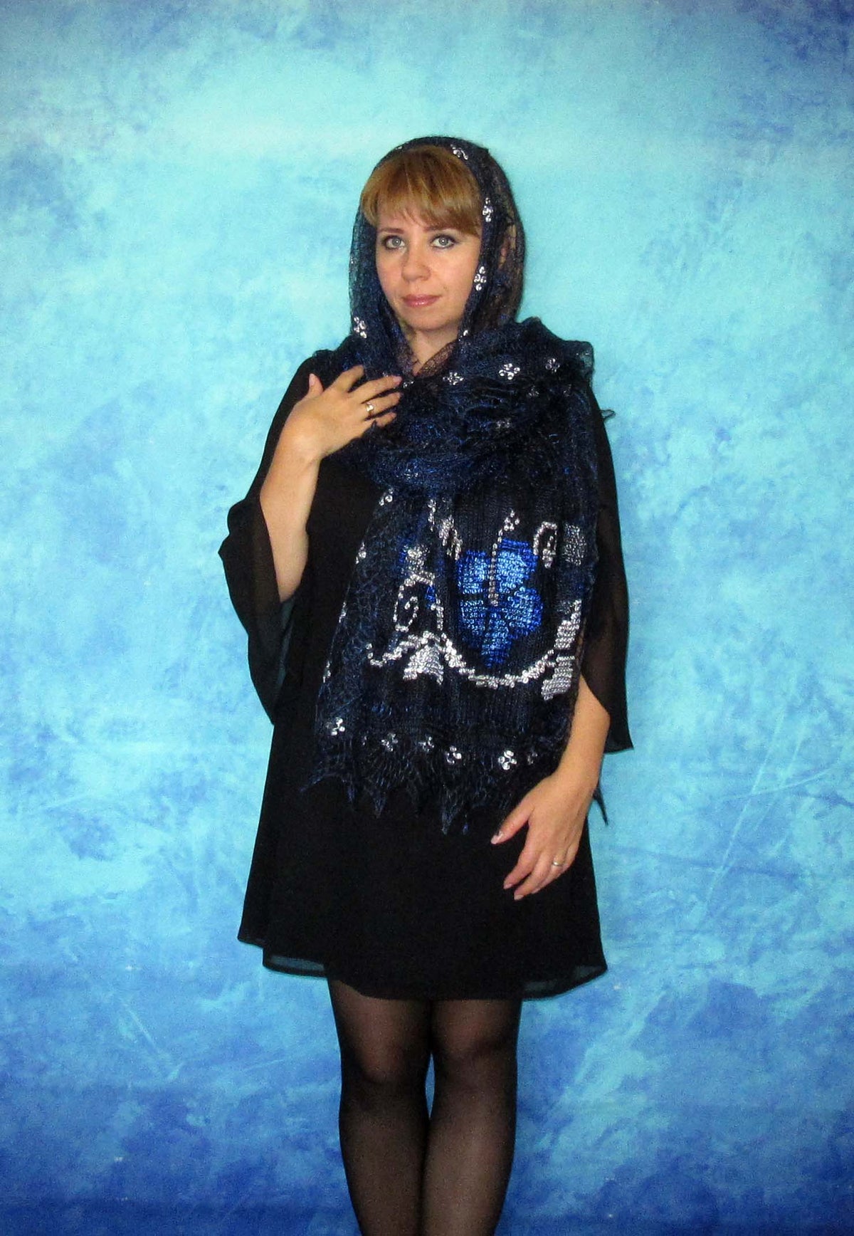 Gestrickter Ziegenflaum Schal Orenburger Schal Shawl Scarf Strick Stola Handmade