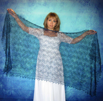 Gestrickter Ziegenflaum Schal Orenburger Schal Shawl Scarf Strick Stola Handmade