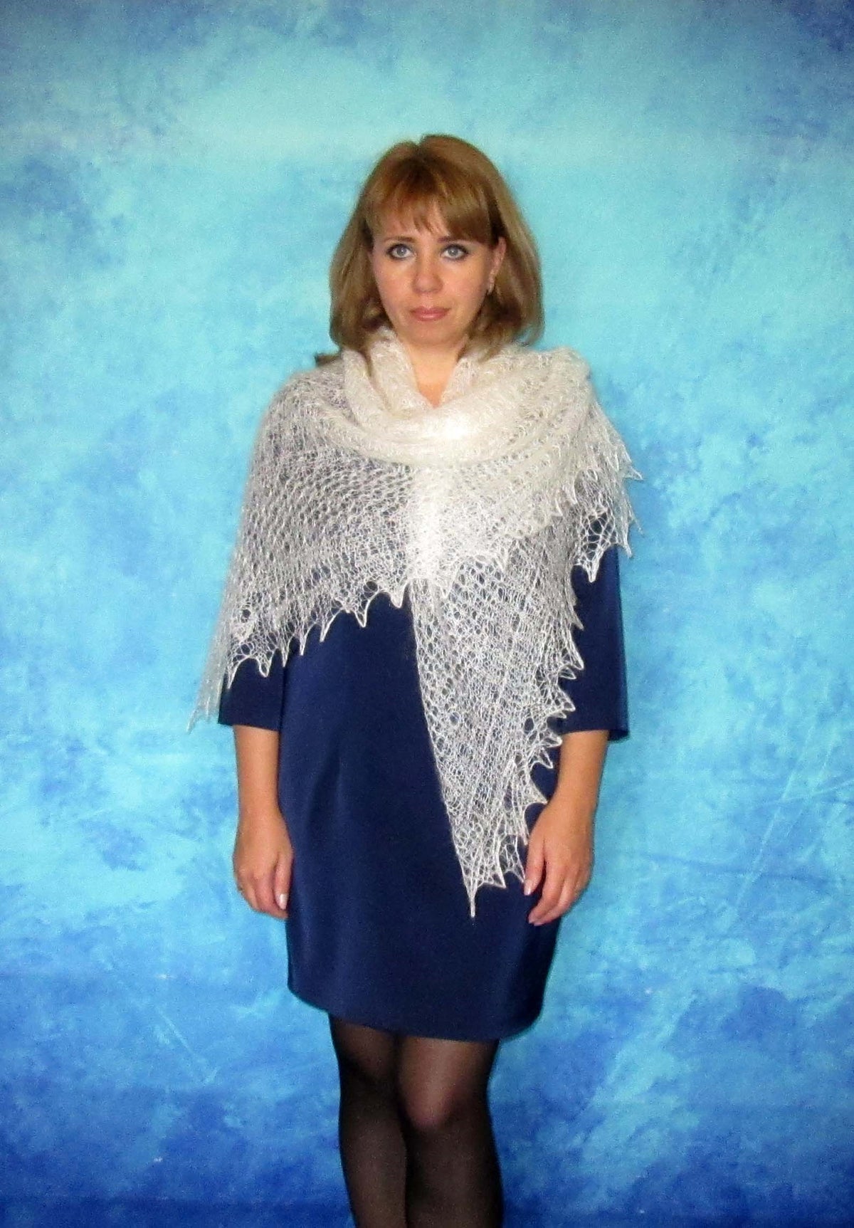 Gestrickter Ziegenflaum Schal Orenburger Schal Shawl Scarf Strick Stola Handmade