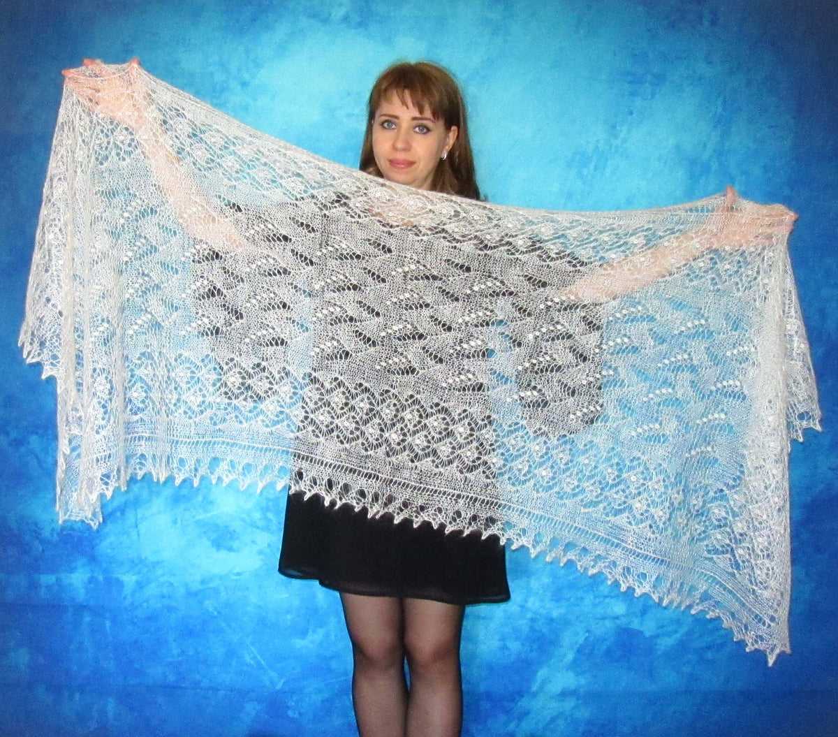 Gestrickter Ziegenflaum Schal Orenburger Schal Shawl Scarf Strick Stola Handmade
