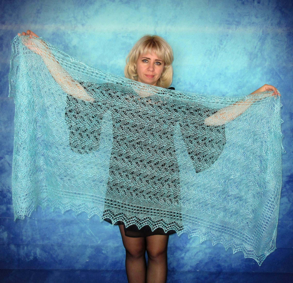 Gestrickter Ziegenflaum Schal Orenburger Schal Shawl Scarf Strick Stola Handmade