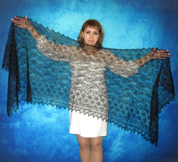 Gestrickter Ziegenflaum Schal Orenburger Schal Shawl Scarf mit Stikerei Handmade