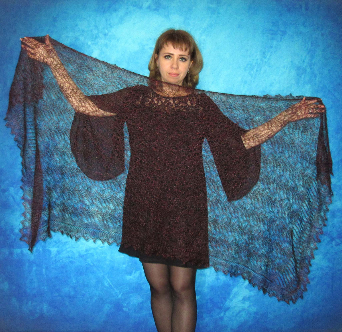 Gestrickter Ziegenflaum Schal Orenburger Schal Shawl Scarf Strick Stola Handmade
