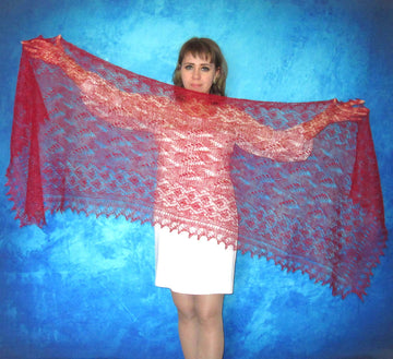 Gestrickter Ziegenflaum Schal Orenburger Schal Shawl Scarf mit Stikerei Handmade