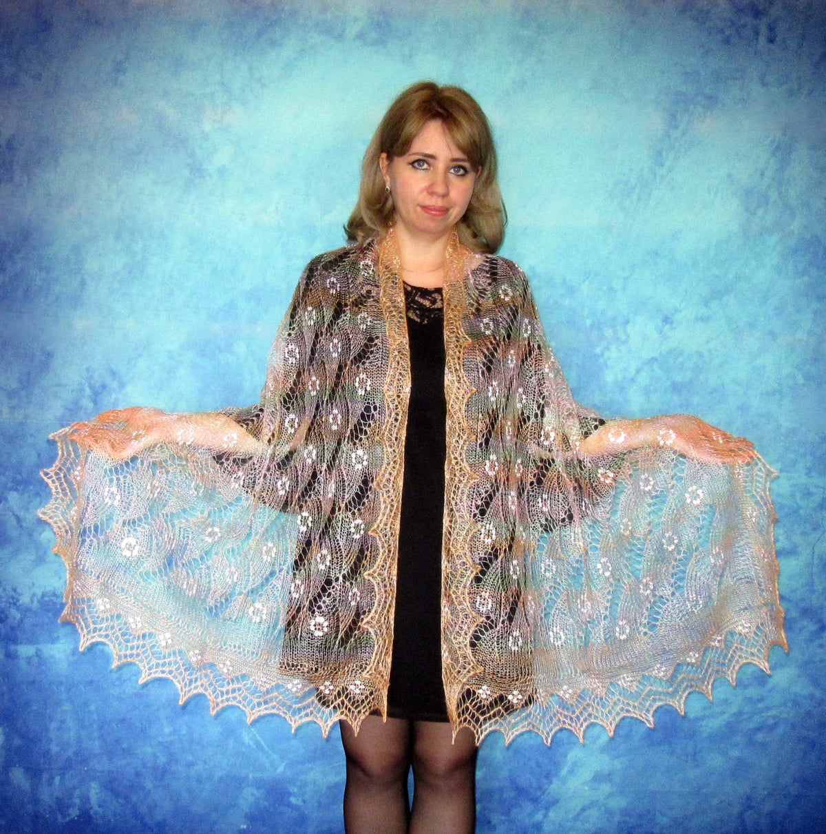 Gestrickter Ziegenflaum Schal Orenburger Schal Shawl Scarf Strick Stola Handmade