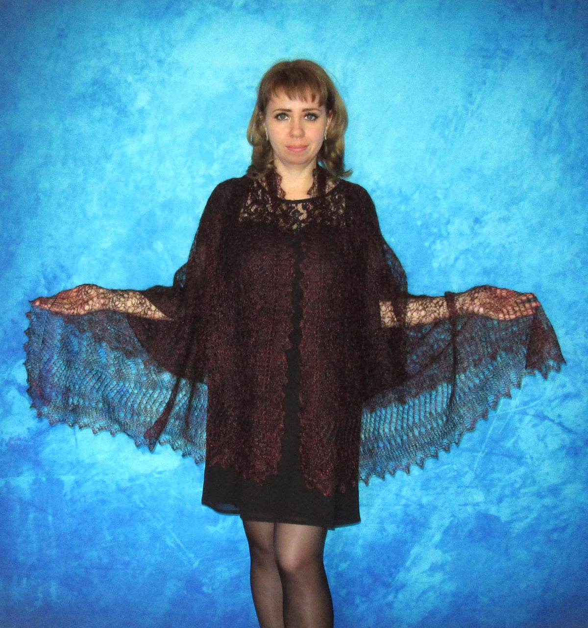 Orenburger Schal Gestrickter Ziegenflaum Schal Shawl Scarf Strick Stola Handmade