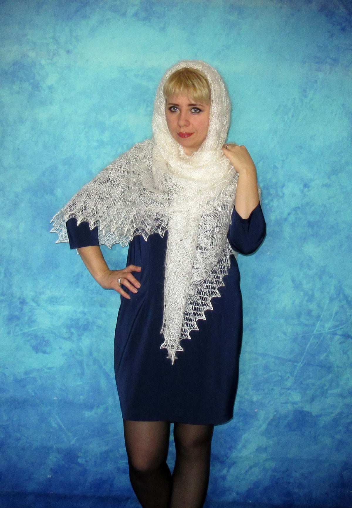 Gestrickter Ziegenflaum Schal Orenburger Schal Shawl Scarf Strick Stola Handmade