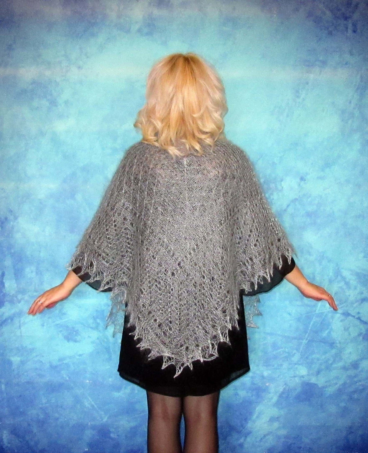 Gestrickter Ziegenflaum Schal Orenburger Schal Shawl Scarf Strick Stola Handmade