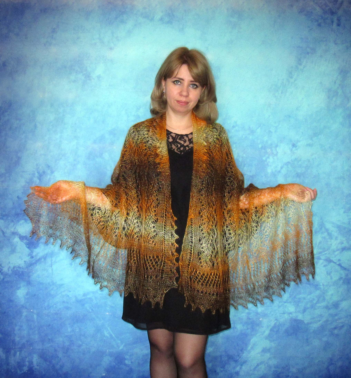 Gestrickter Ziegenflaum Schal Orenburger Schal Shawl Scarf Strick Stola Handmade