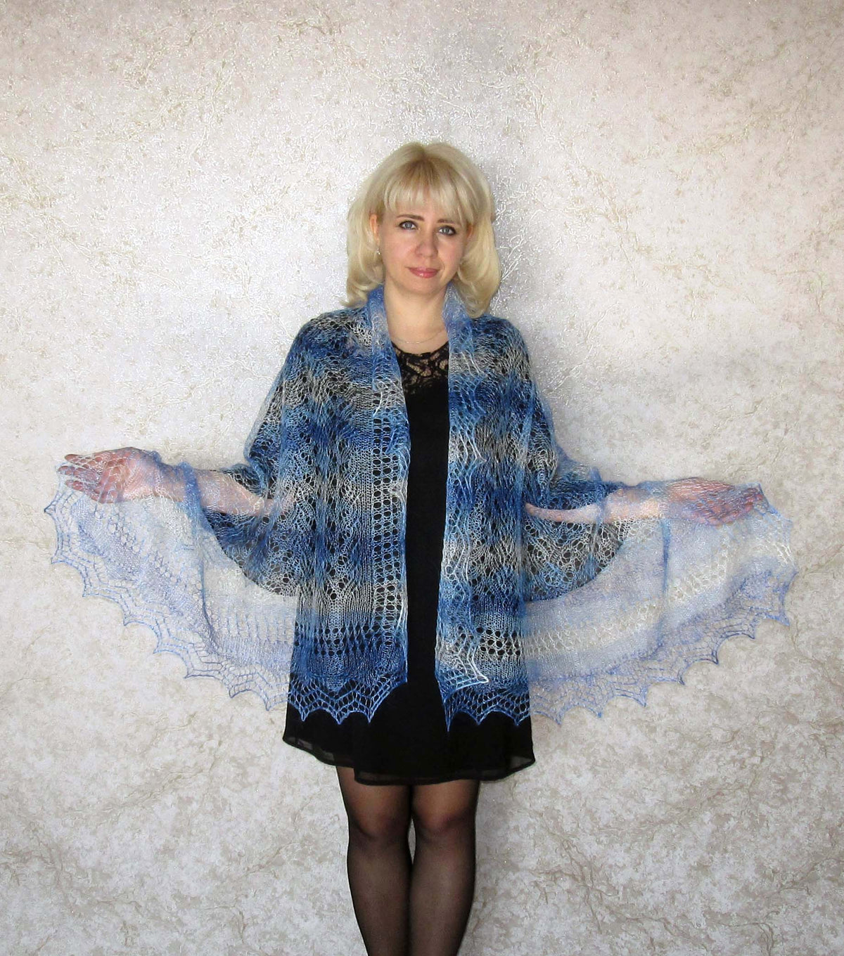 Gestrickter Ziegenflaum Schal Orenburger Schal Shawl Scarf Strick Stola Handmade