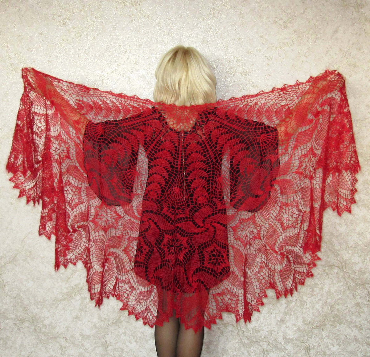 Gestrickter Ziegenflaum Schal Orenburger Schal Pelerina Strick Stola Handmade
