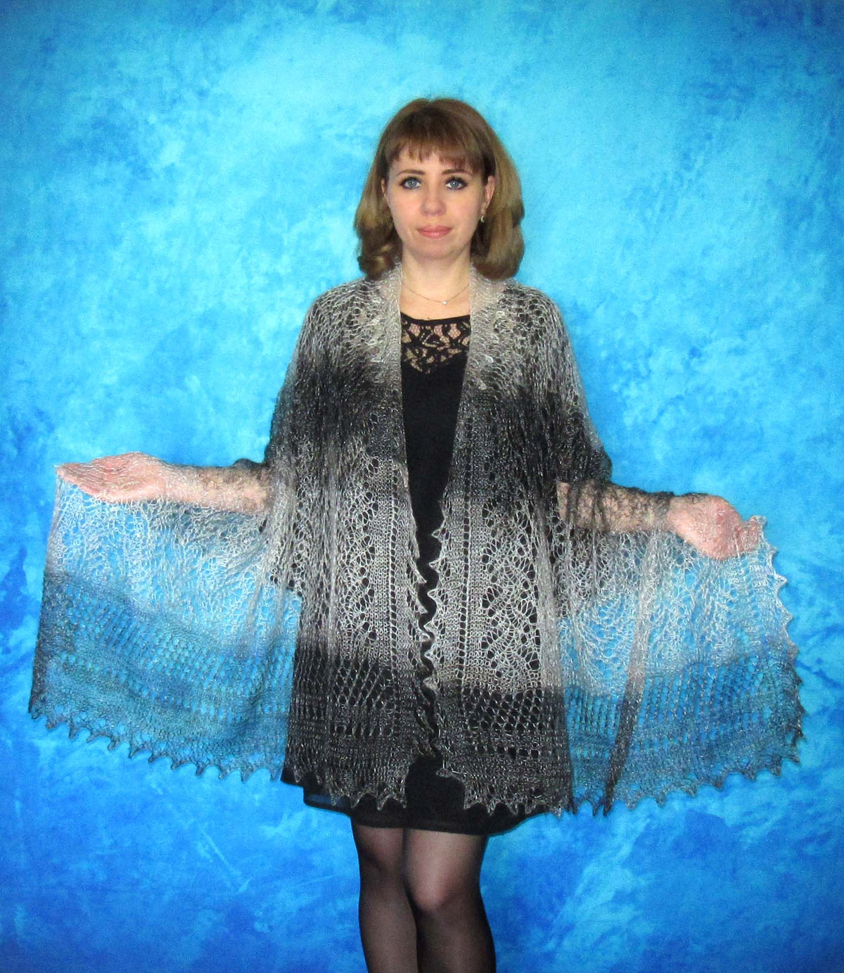 Gestrickter Ziegenflaum Schal Orenburger Schal Shawl Scarf Strick Stola Handmade