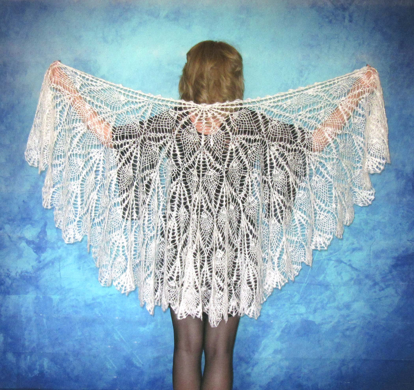 Gestrickter Ziegenflaum Schal Orenburger Schal Pelerina Strick Stola Handmade