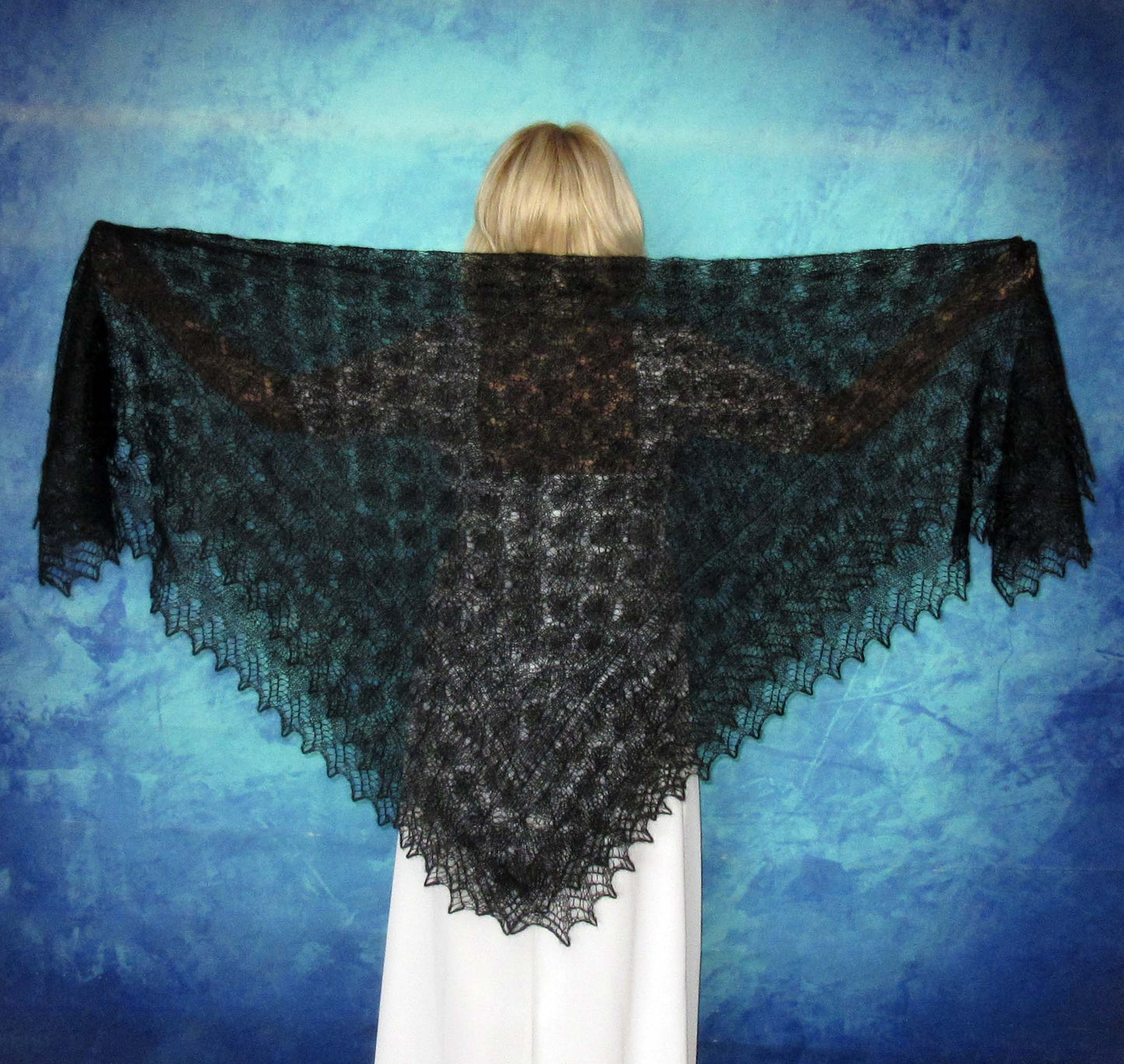 Orenburger Schal Gestrickter Ziegenflaum Schal Shawl Scarf Strick Stola Handmade