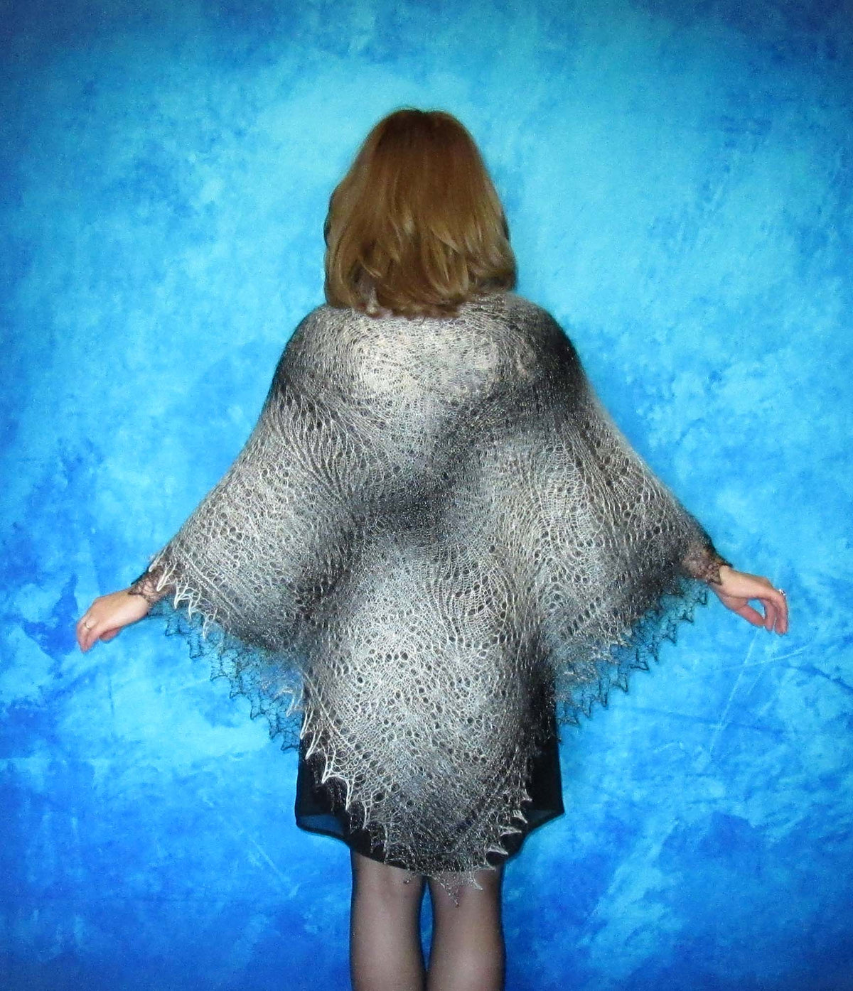 Gestrickter Ziegenflaum Schal Orenburger Schal Shawl Scarf Strick Stola Handmade