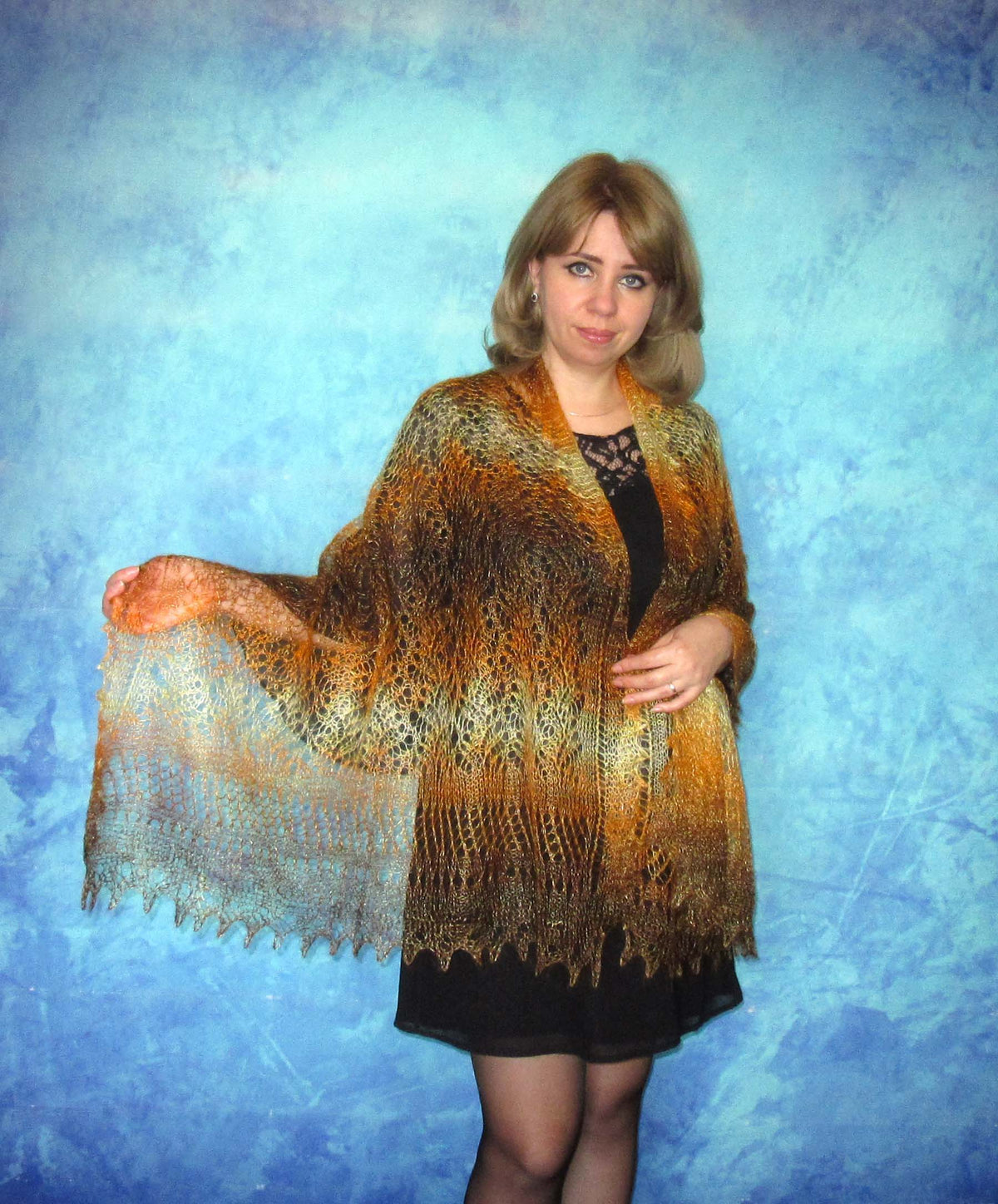 Gestrickter Ziegenflaum Schal Orenburger Schal Shawl Scarf Strick Stola Handmade