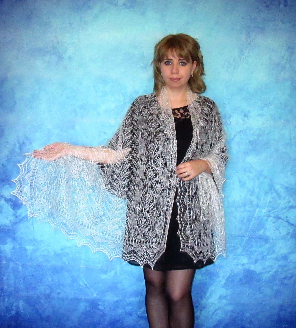 Gestrickter Ziegenflaum Schal Orenburger Schal Shawl Scarf Strick Stola Handmade