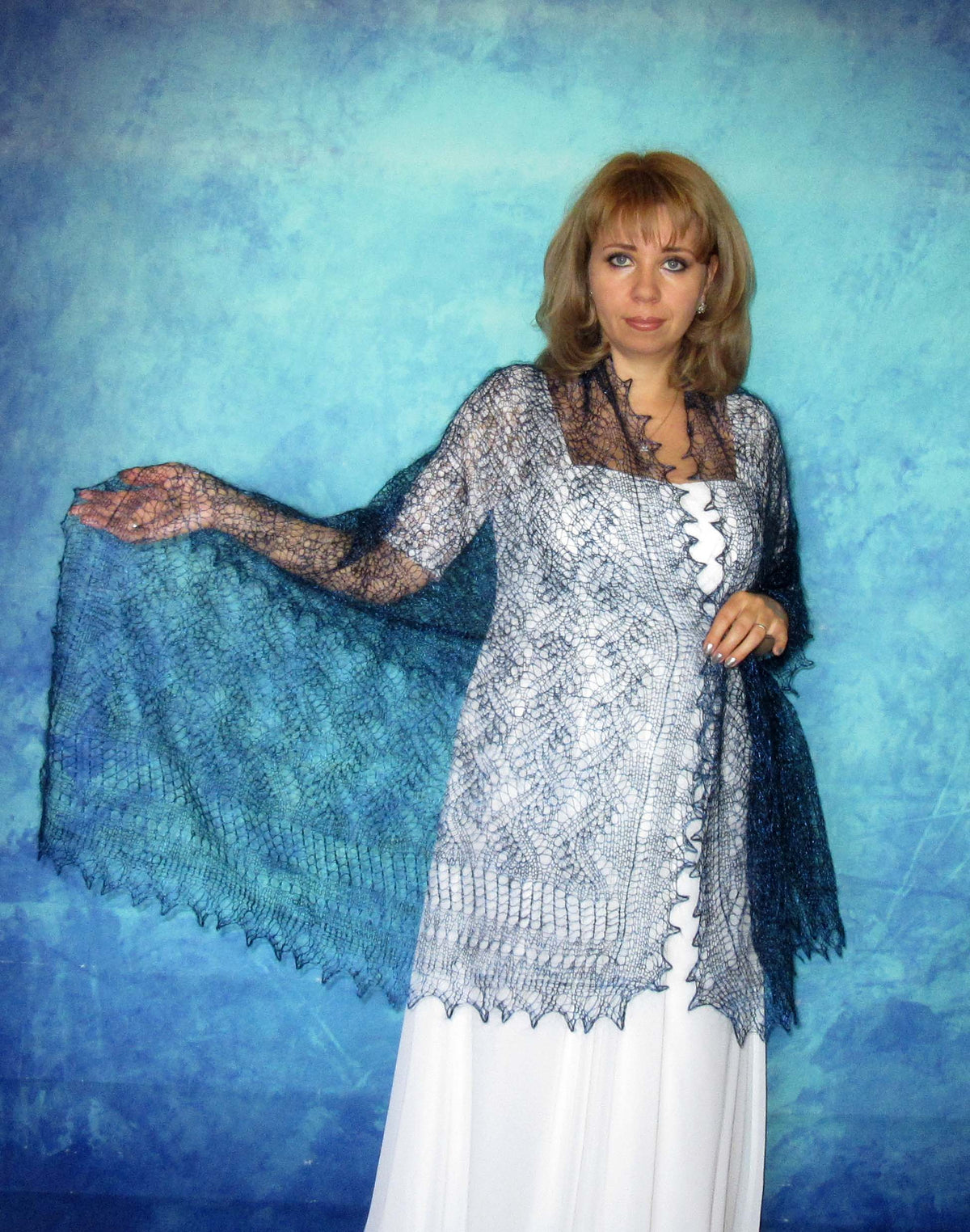 Gestrickter Ziegenflaum Schal Orenburger Schal Shawl Scarf Strick Stola Handmade