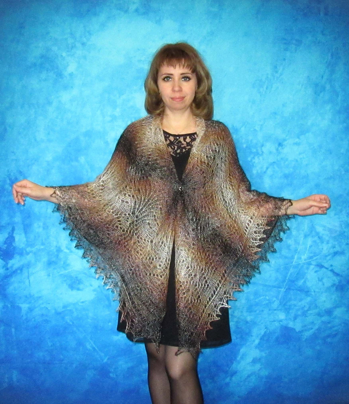 Gestrickter Ziegenflaum Schal Orenburger Schal Shawl Scarf Strick Stola Handmade