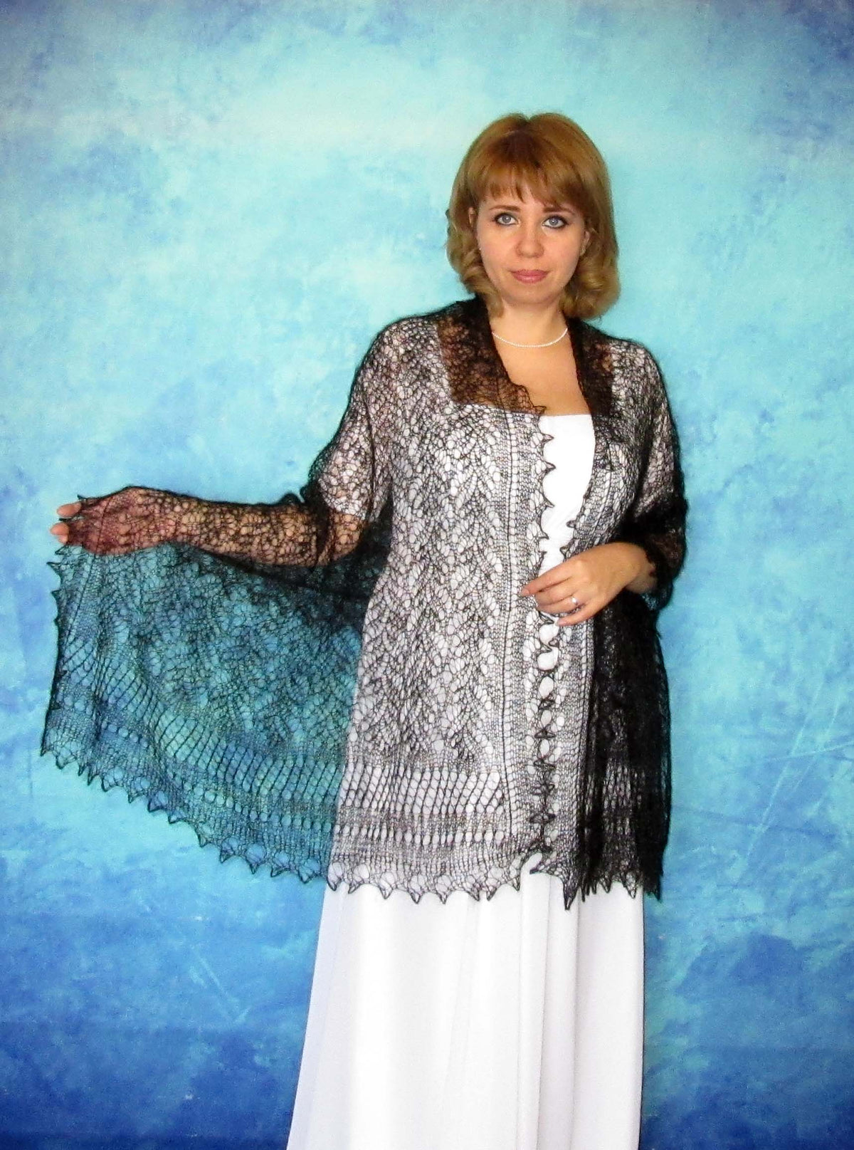 Gestrickter Ziegenflaum Schal Orenburger Schal Shawl Scarf Strick Stola Handmade