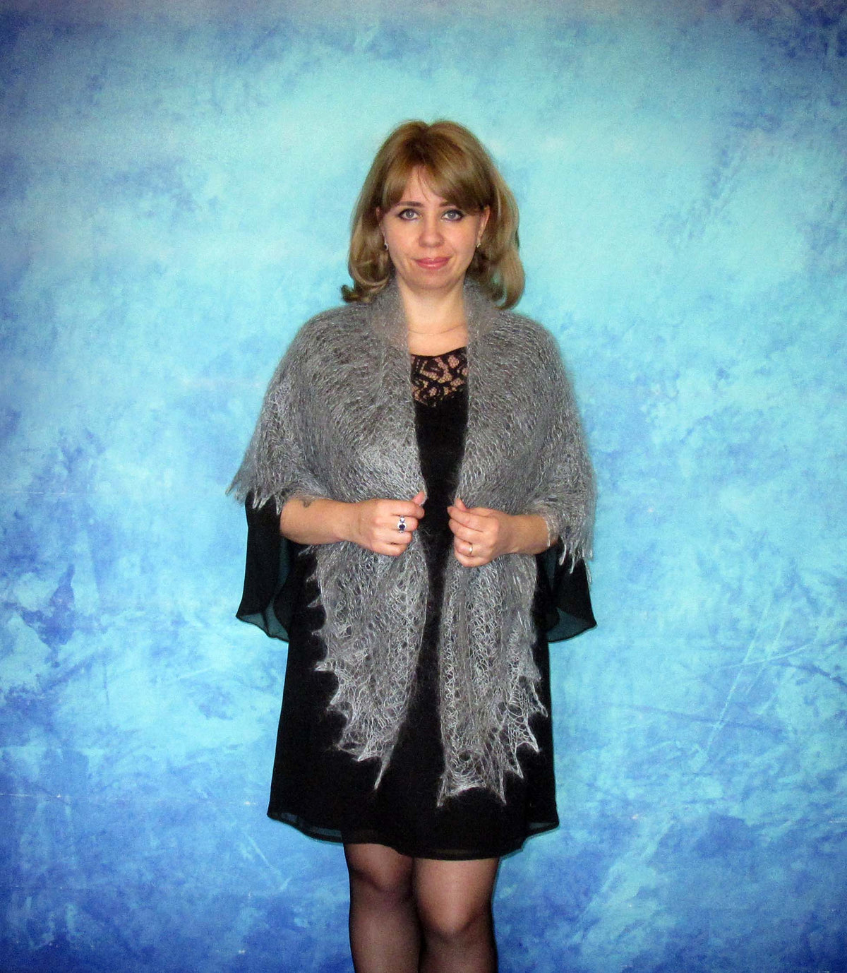 Gestrickter Ziegenflaum Schal Orenburger Schal Shawl Scarf Strick Stola Handmade
